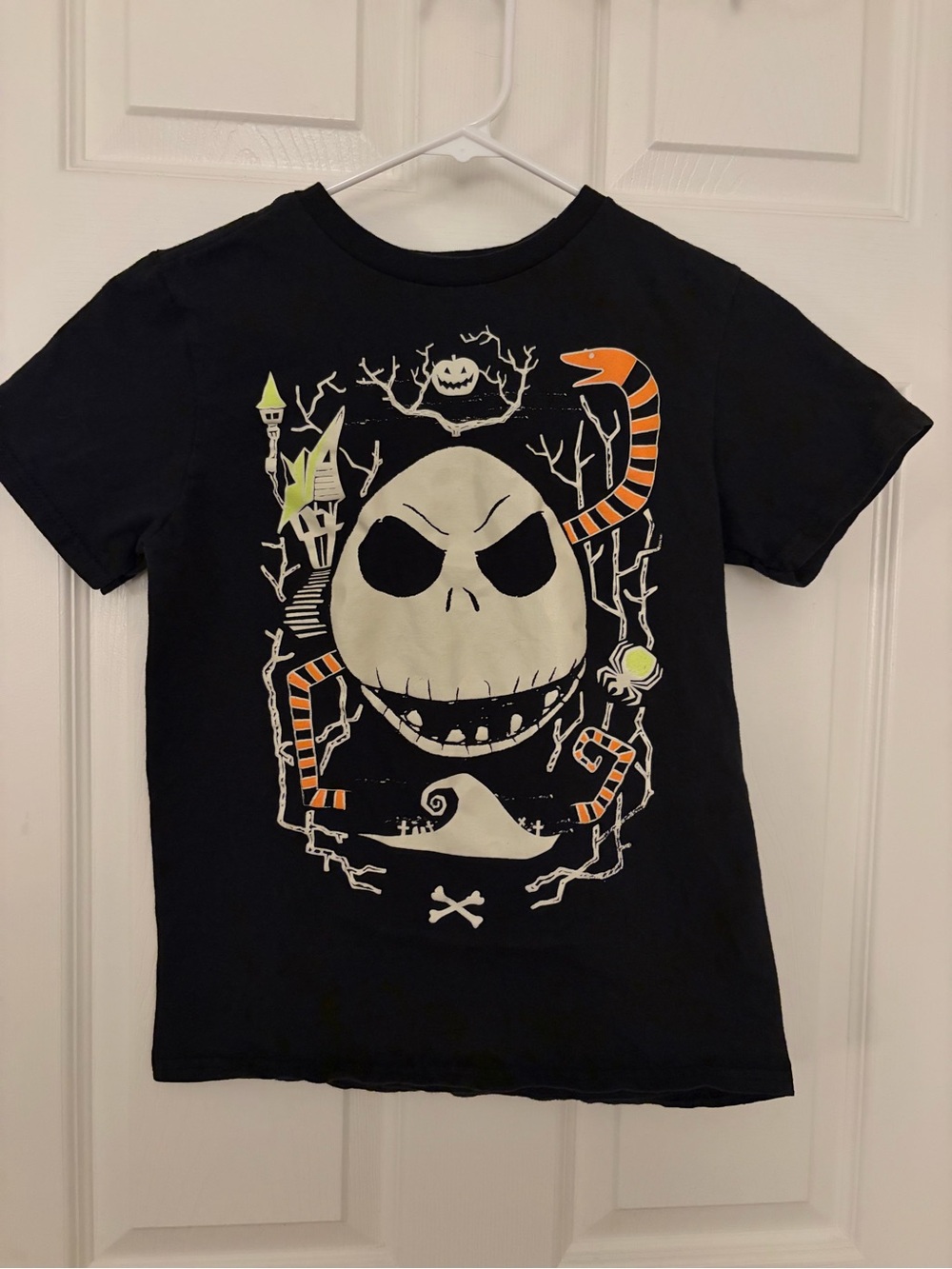 Disney Black Tee with Glow in the Dark Jack Skellington Face